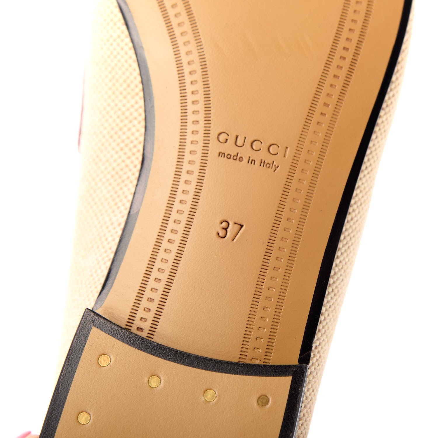Gucci Canvas Malaga Kid Web Womens Horsebit Brixton Loafers 37 Sand Romantic Cerise 9 of 11