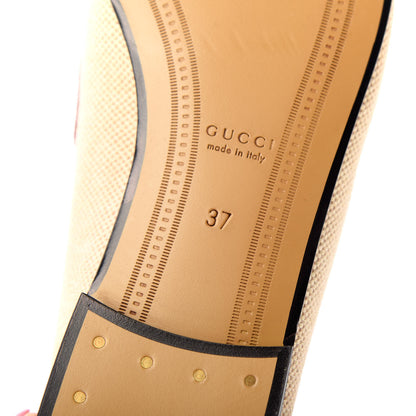 Gucci Canvas Malaga Kid Web Womens Horsebit Brixton Loafers 37 Sand Romantic Cerise 9 of 11
