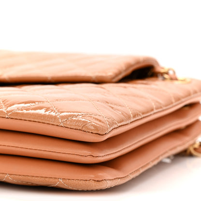 Chanel Patent Goatskin Quilted 3 Pocket Accordion Flap Beige 10 of 10