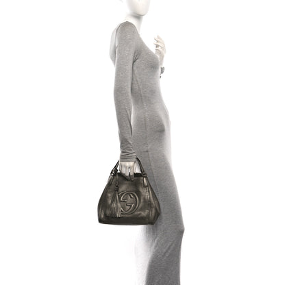 Gucci Metallic Pebbled Calfskin Small Soho Shoulder Bag Golden Beige 2 of 10