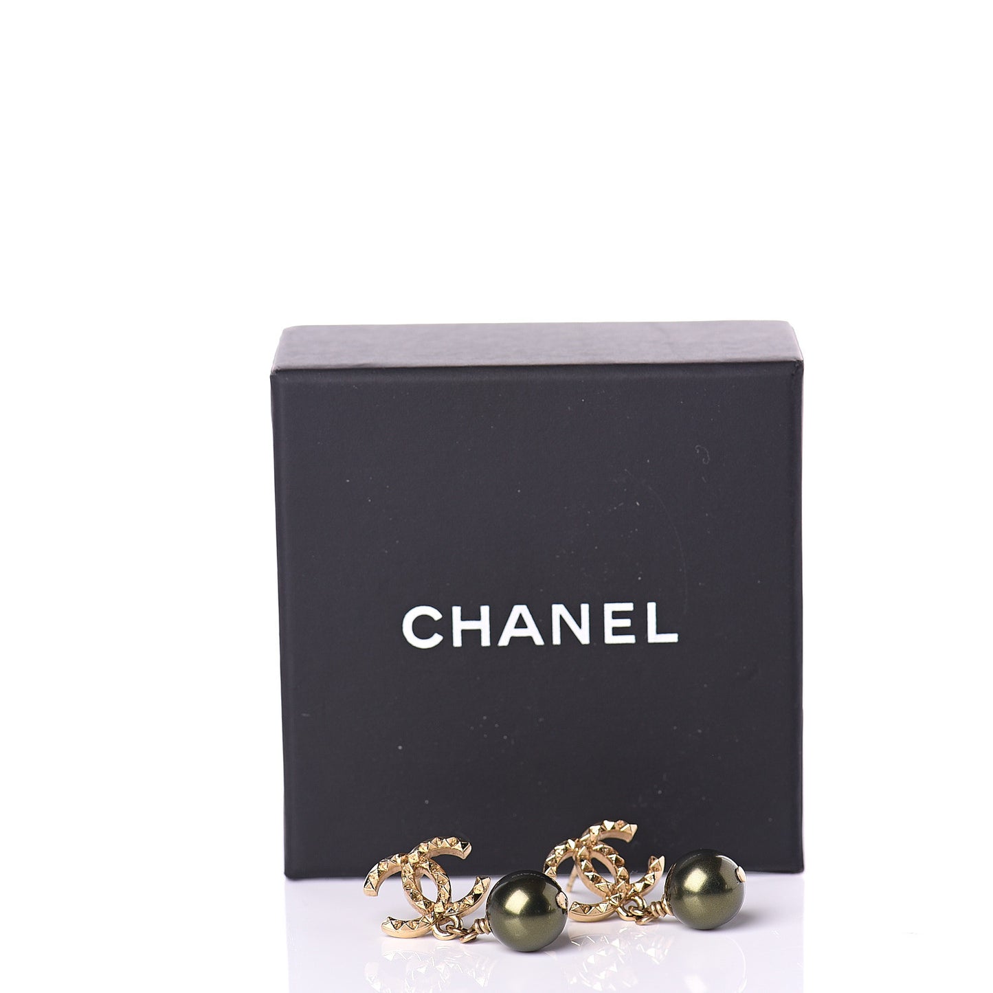Pearl CC Drop Earrings Green Gold