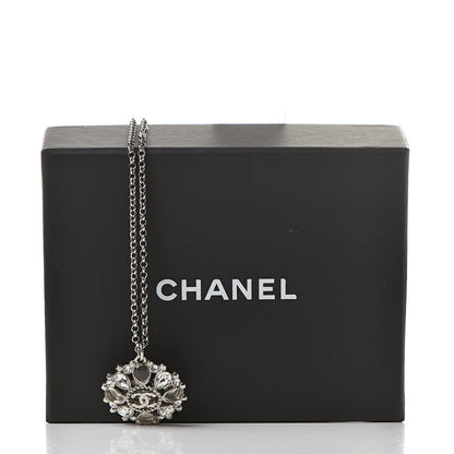 Chanel Gripoix Poured Glass Crystal CC Necklace Silver 6 of 6