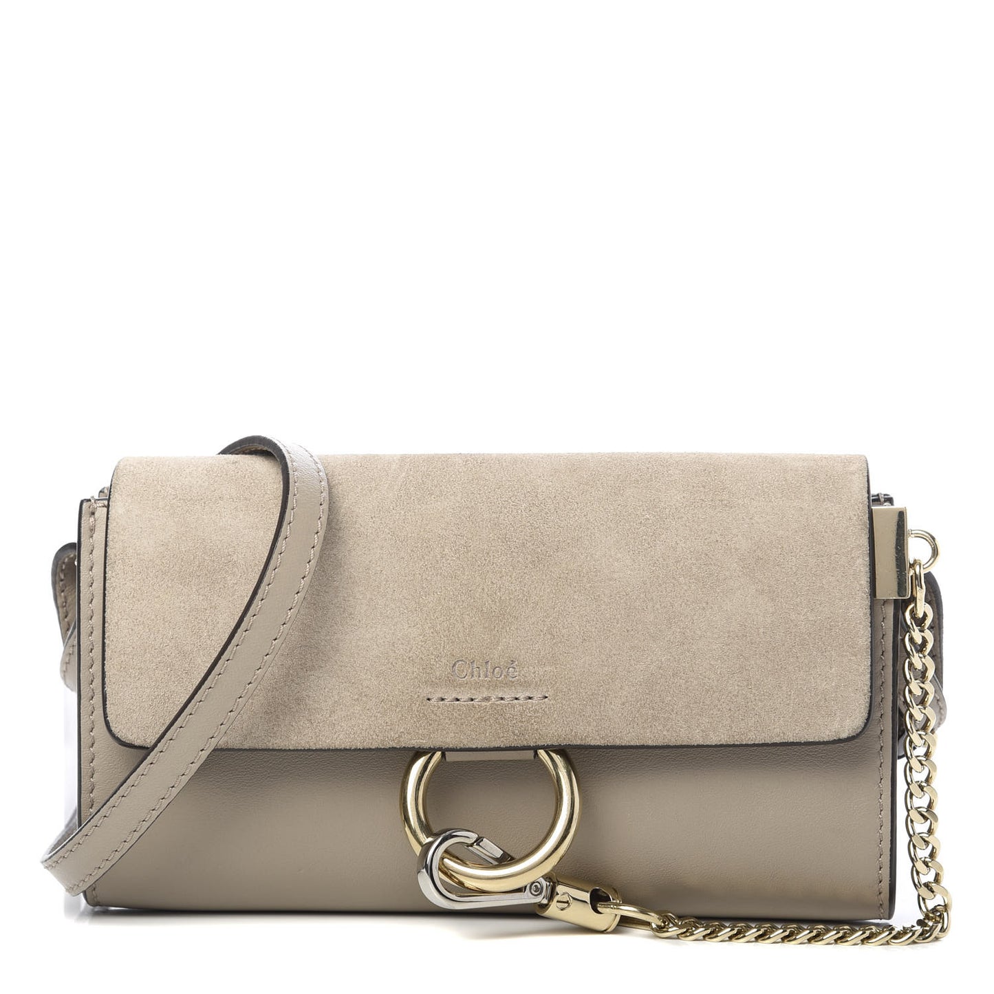 Suede Calfskin Mini Faye Shoulder Bag Motty Grey