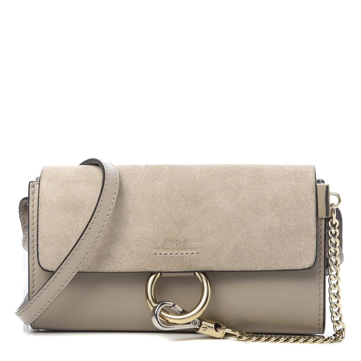 Chloe Suede Calfskin Mini Faye Shoulder Bag Motty Grey 1 of 11