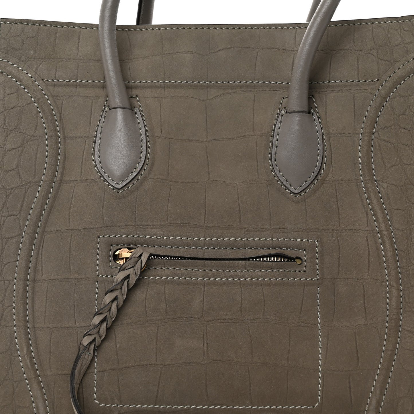 Crocodile Embossed Nubuck Medium Phantom Luggage Grey