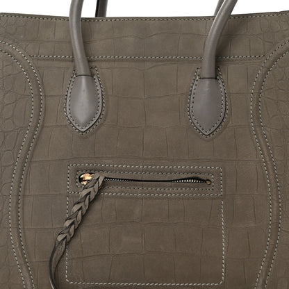 Celine Crocodile Embossed Nubuck Medium Phantom Luggage Grey 8 of 14