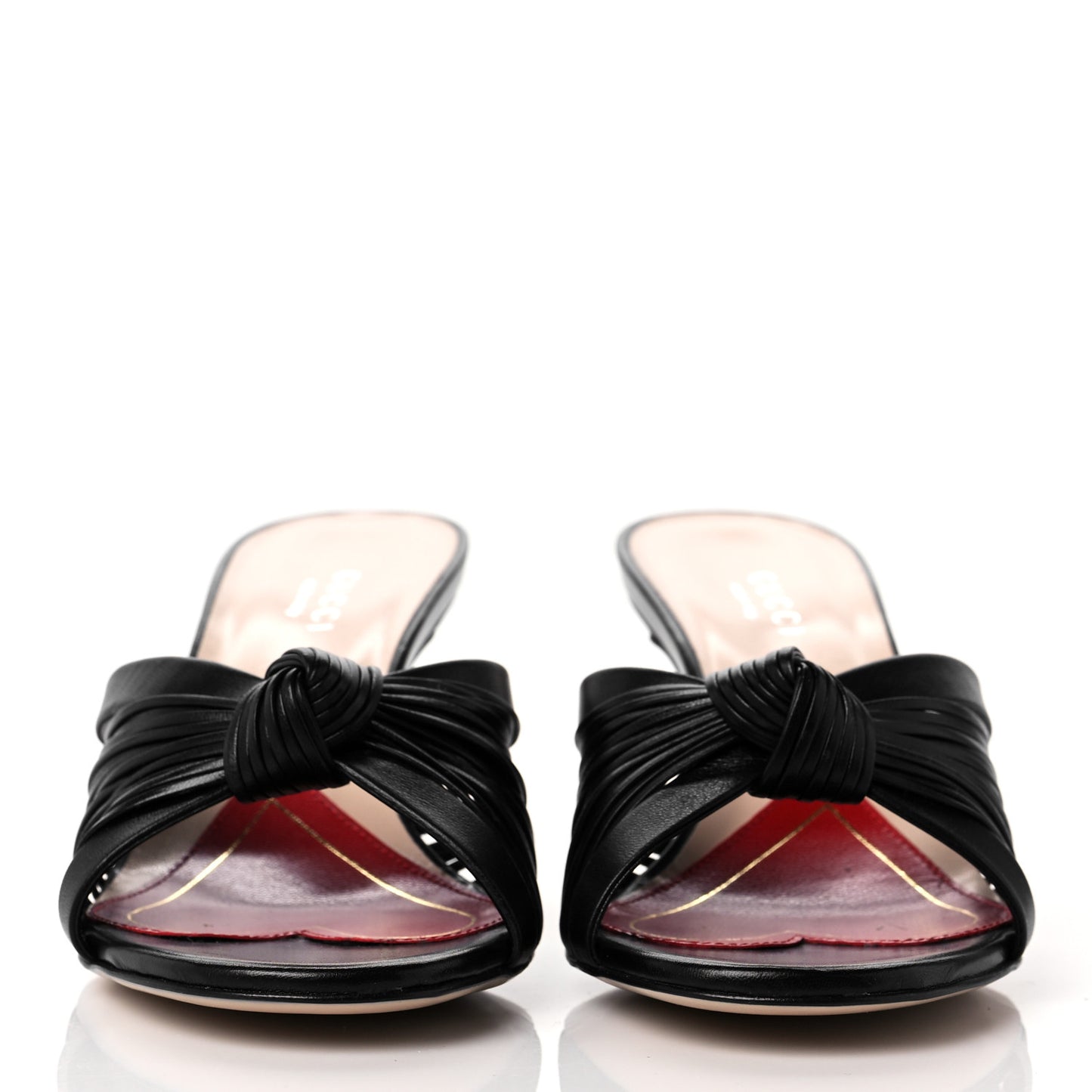 Nappa Crawford Knot Mid Heel Slide Sandals 35.5 Black