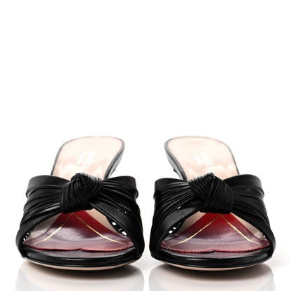 Gucci Nappa Crawford Knot Mid Heel Slide Sandals 35.5 Black 2 of 8