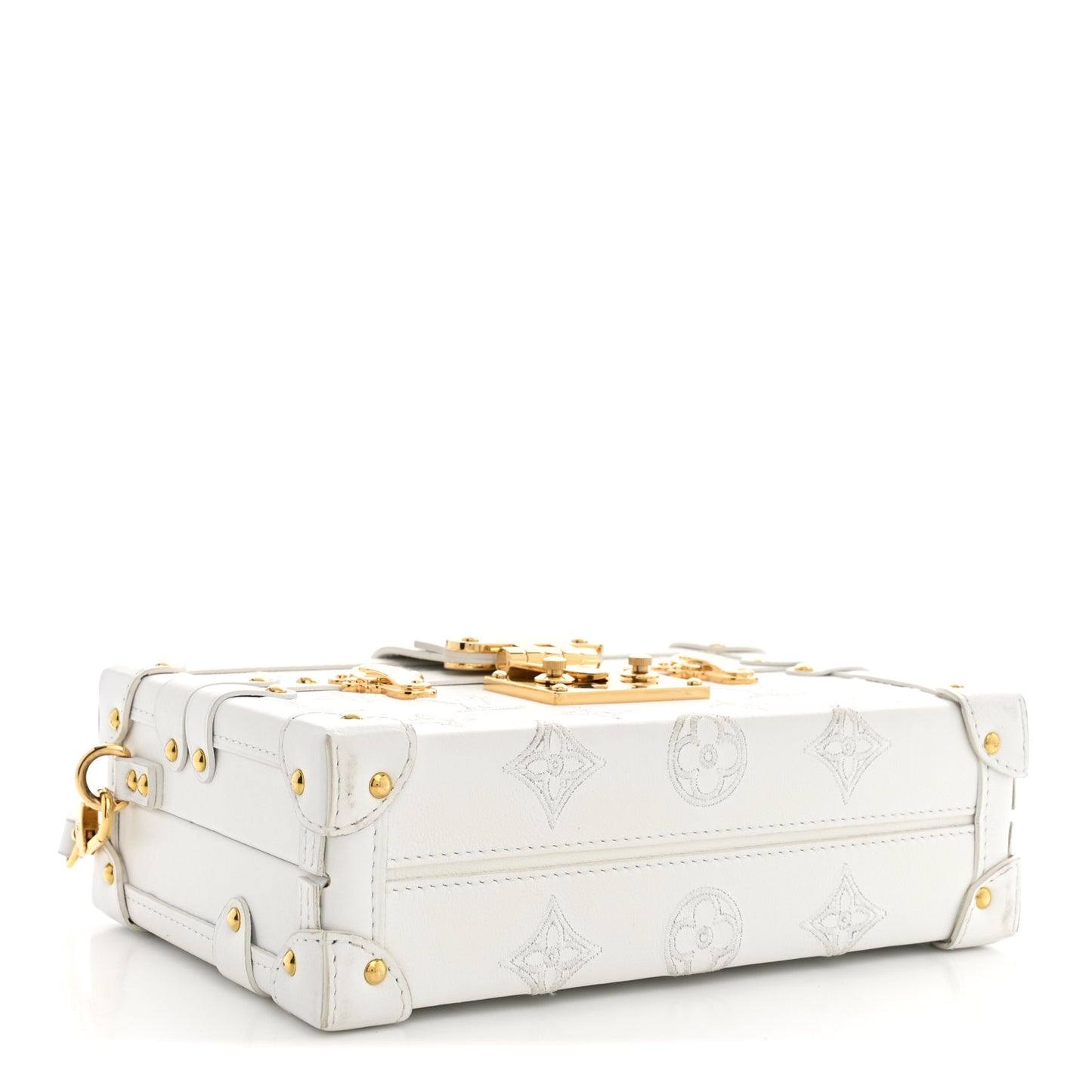 Calfskin Monogram Embroidered Petite Malle White