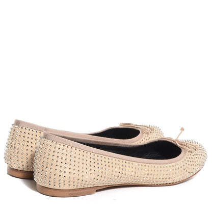 Saint Laurent Leather Studded Ballerina Flats 37.5 Nude Powder 4 of 8