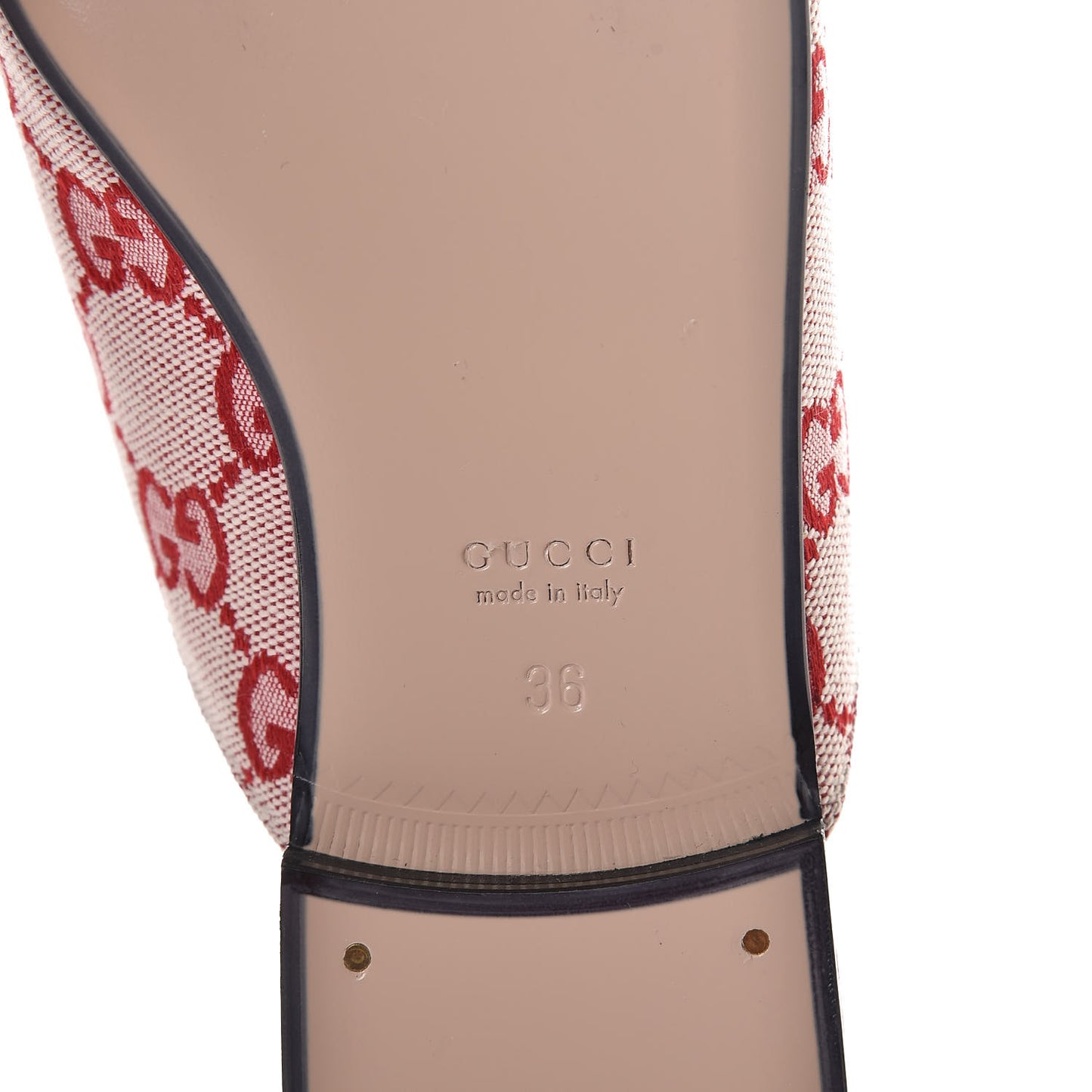 Canvas GG Monogram Horsebit Womens Princetown Slippers 36 Gardenia Hibiscus Red