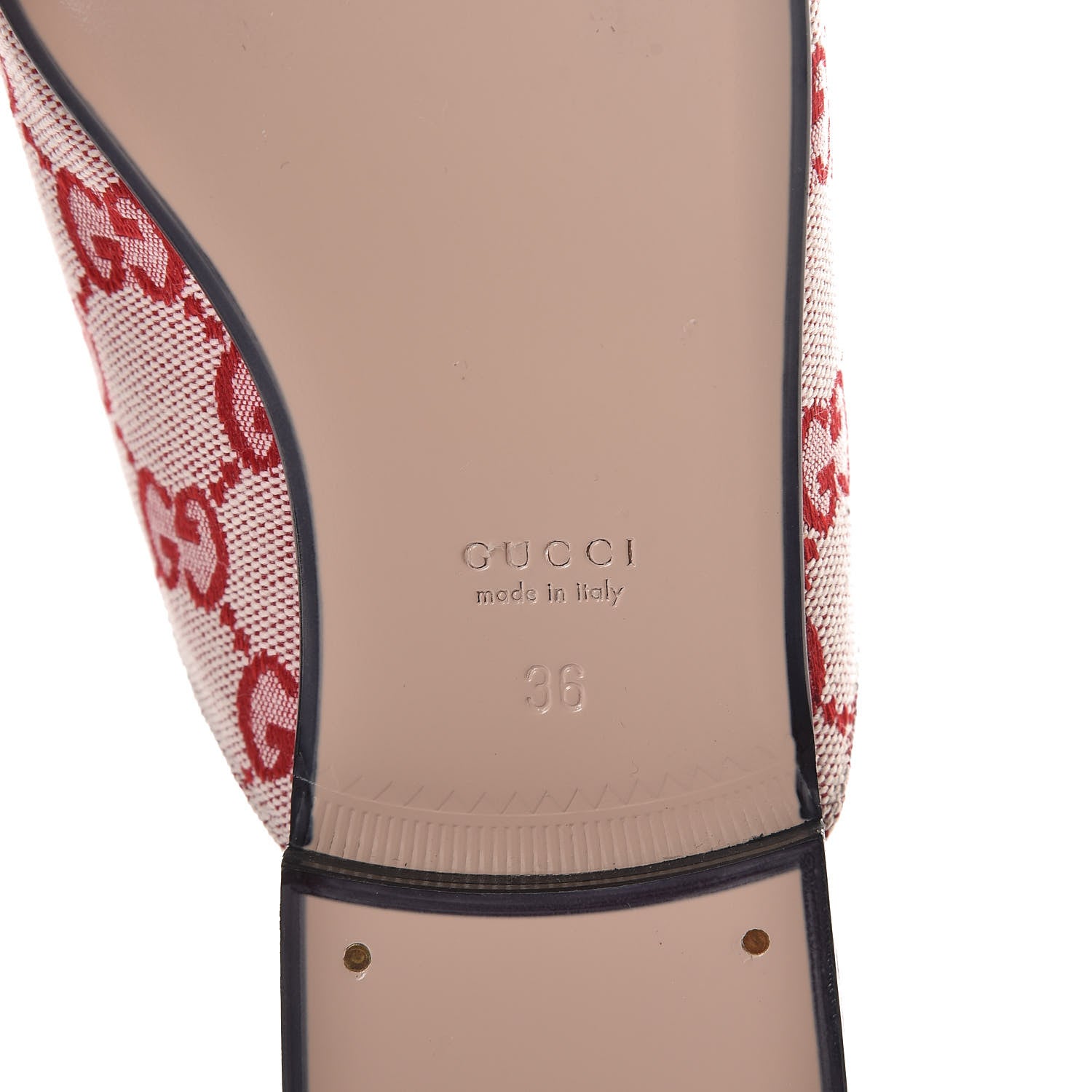 Gucci Canvas GG Monogram Horsebit Womens Princetown Slippers 36 Gardenia Hibiscus Red 6 of 8