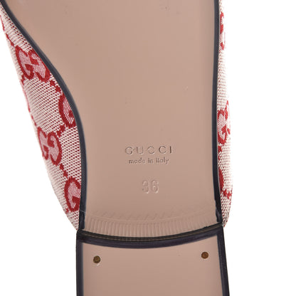 Gucci Canvas GG Monogram Horsebit Womens Princetown Slippers 36 Gardenia Hibiscus Red 6 of 8