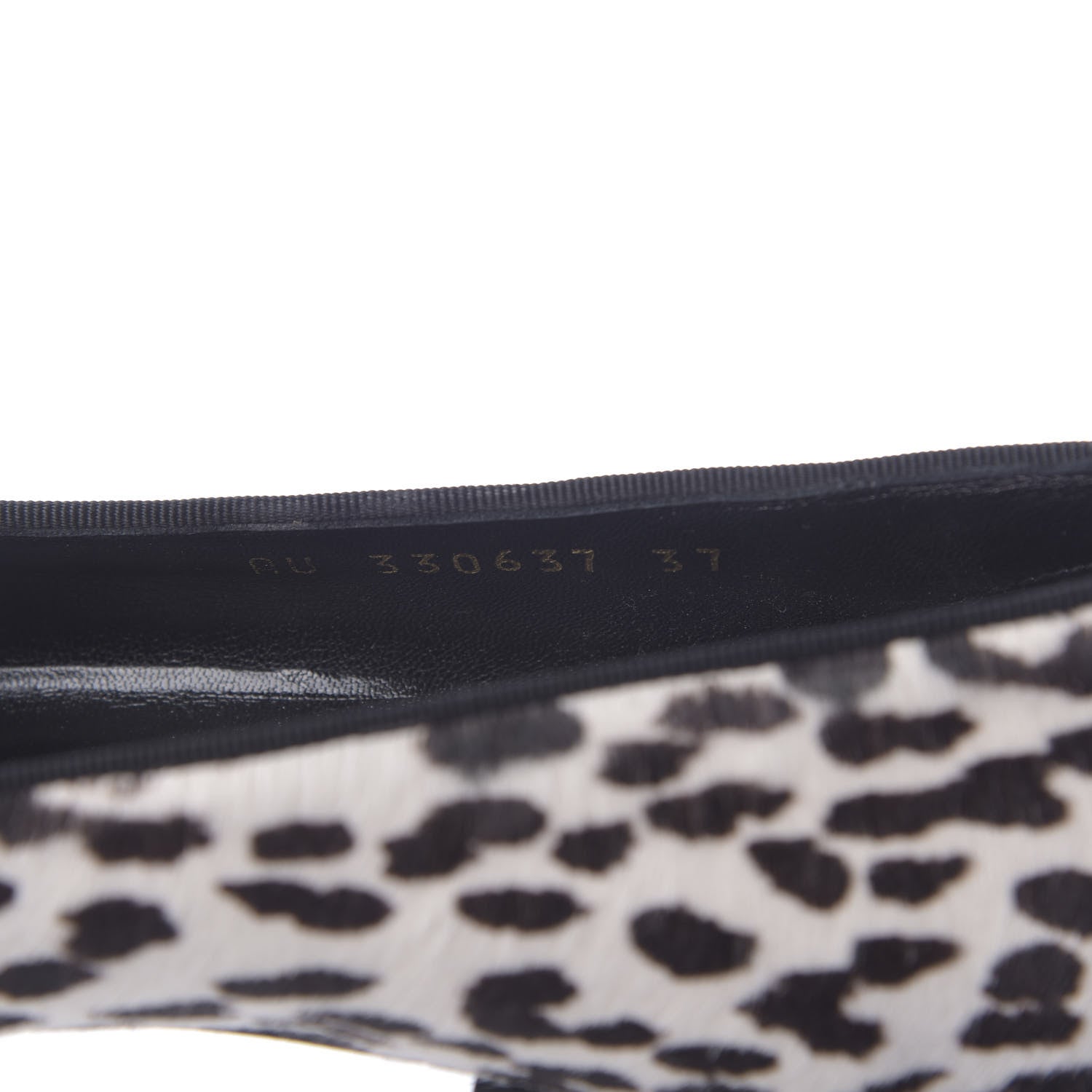 Saint Laurent Calfskin Calf Hair Corda Snow Leopard Slipper 37 Black White 7 of 12