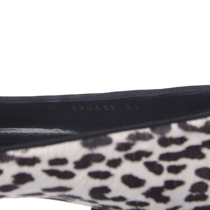 Saint Laurent Calfskin Calf Hair Corda Snow Leopard Slipper 37 Black White 7 of 12
