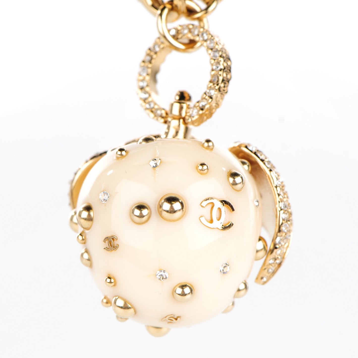 Crystal Apple Charm Bracelet Gold