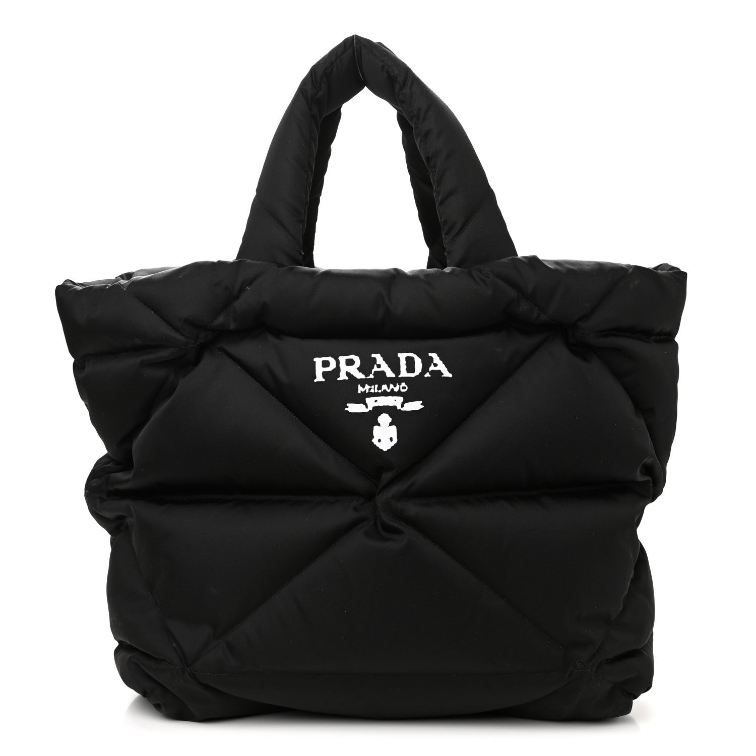 Prada Re-Nylon Triangle Padded Tote Bag Black 1 of 11