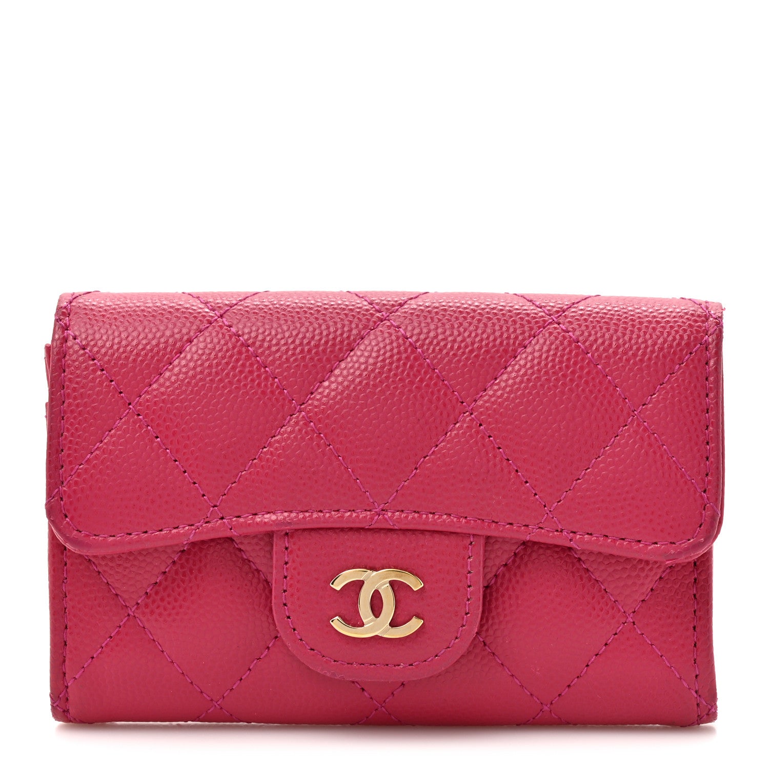 Chanel Caviar Quilted Flap Card Holder Wallet Pink 1 of 11