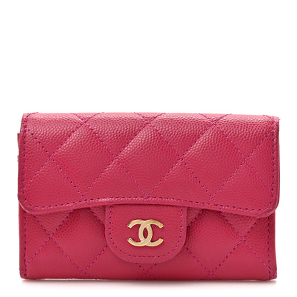 Chanel Caviar Quilted Flap Card Holder Wallet Pink 1 of 11