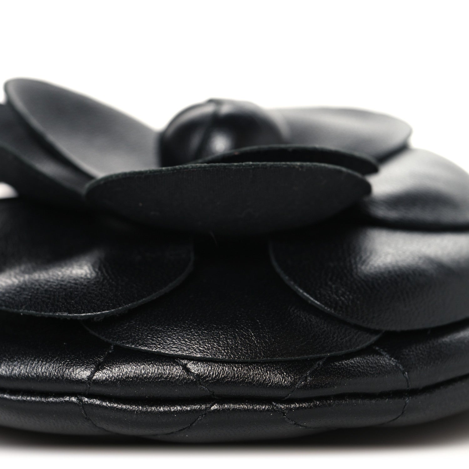 Chanel Lambskin Mini Camellia Bouquet Clutch With Chain Black