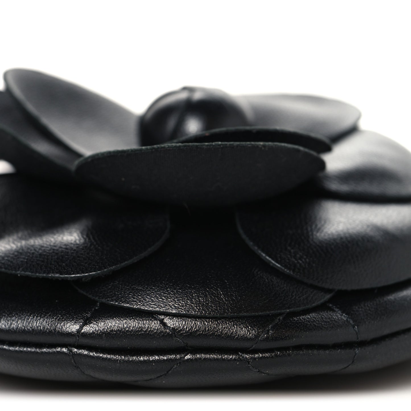 Lambskin Mini Camellia Bouquet Clutch With Chain Black