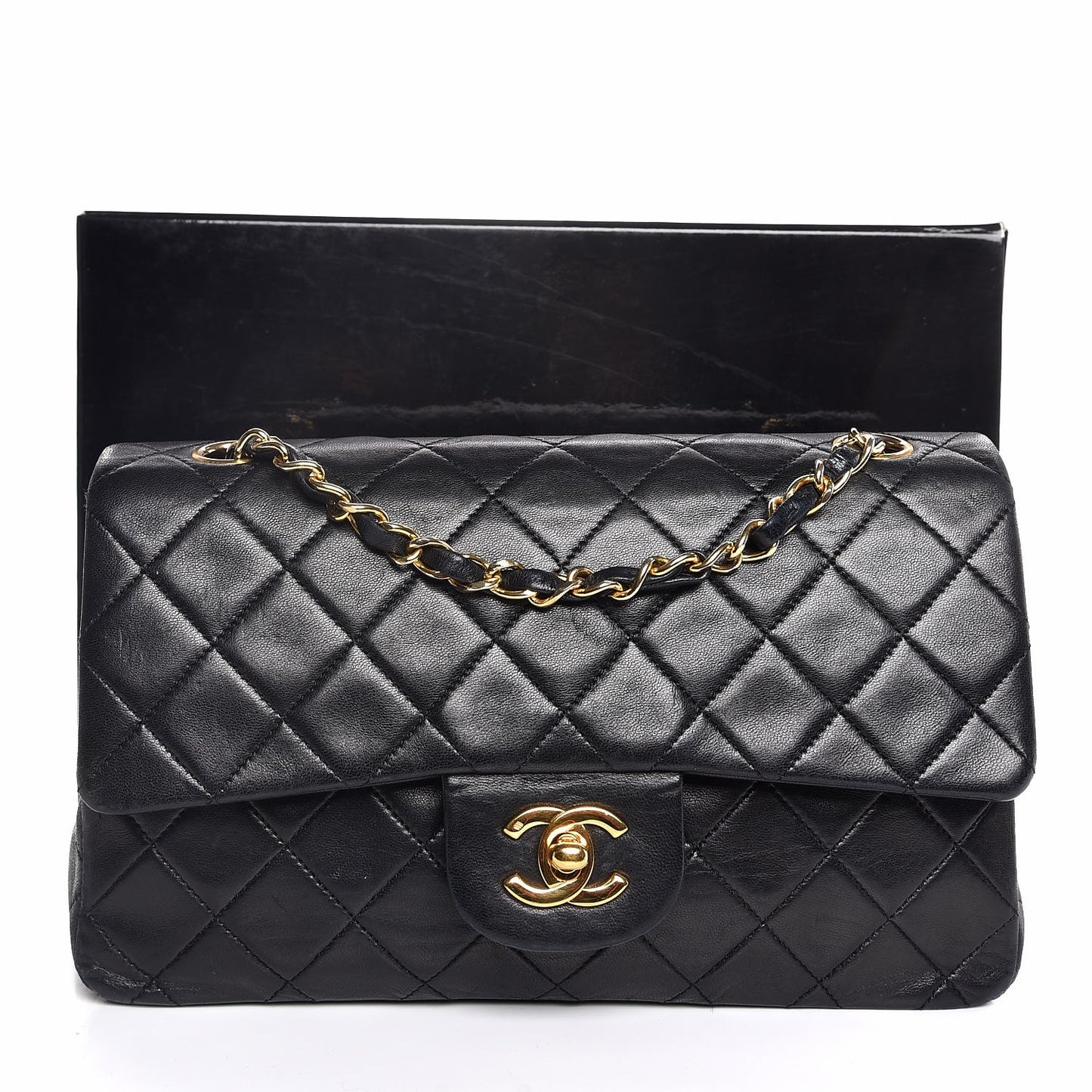 Lambskin Quilted Small Double Flap Black