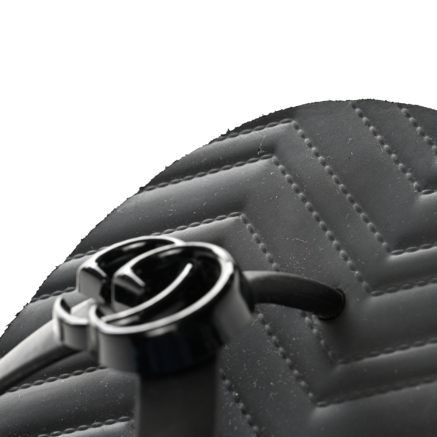 Gucci Rubber Chevron Womens GG Thong Sandals 42 Black 10 of 10