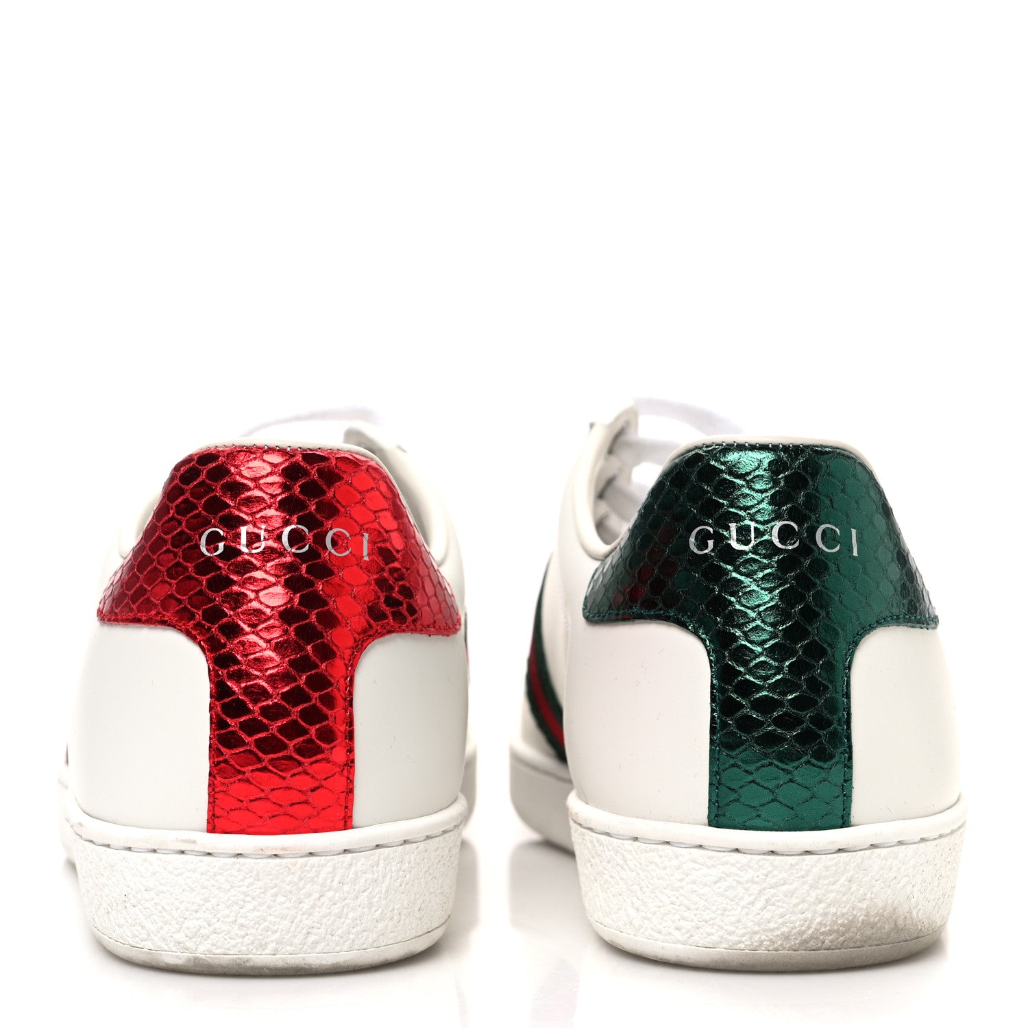 Gucci Calfskin Ayers Bee Embroidered Womens Ace Sneakers 39.5 White Green 6 of 11