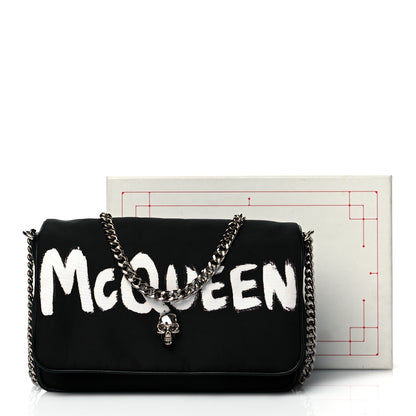 Alexander McQueen Nylon Graffiti Skull Small Crossbody Bag Black White 12 of 12