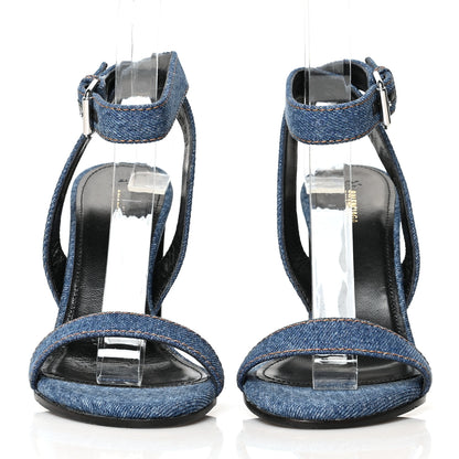 Balenciaga Denim Ankle Strap Round Heel Sandals 35 Bleu Clair 2 of 8