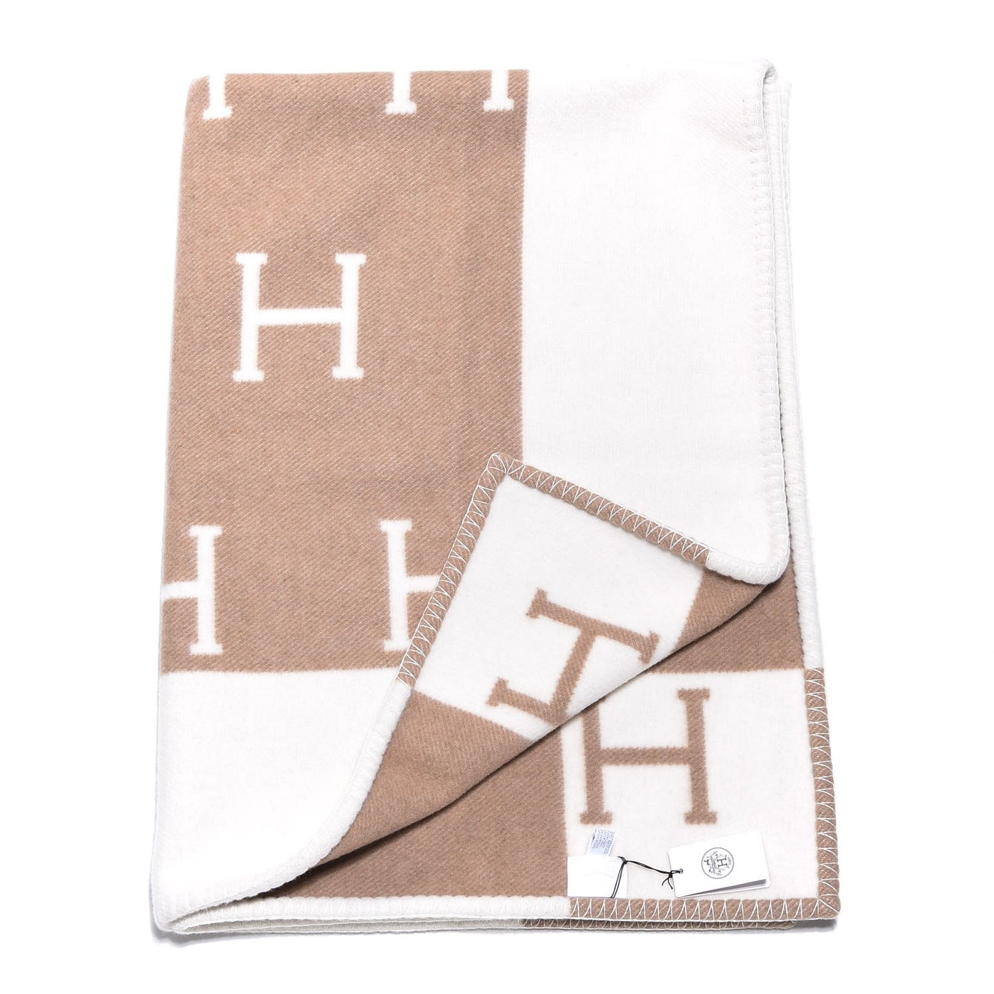 Wool Cashmere Avalon Baby Blanket Noisette Moyen White
