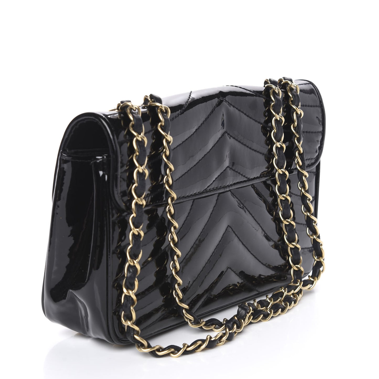 Patent Small Single Flap Black