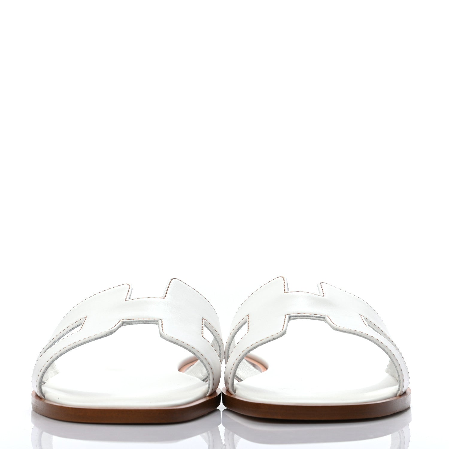 Hermes Box Calfskin Oran Sandals 36.5 White 2 of 8