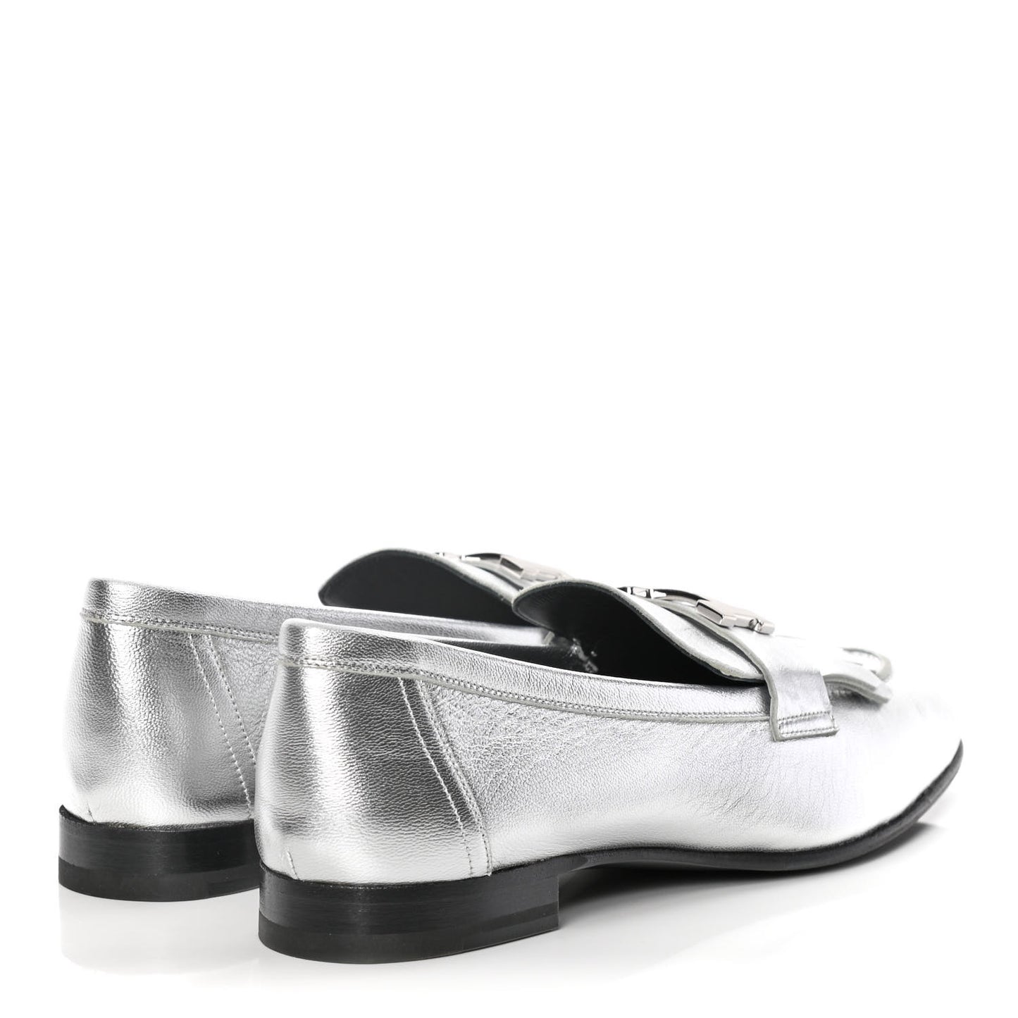 Metallic Chevre Womens Royal Loafers 38 Gris Argente