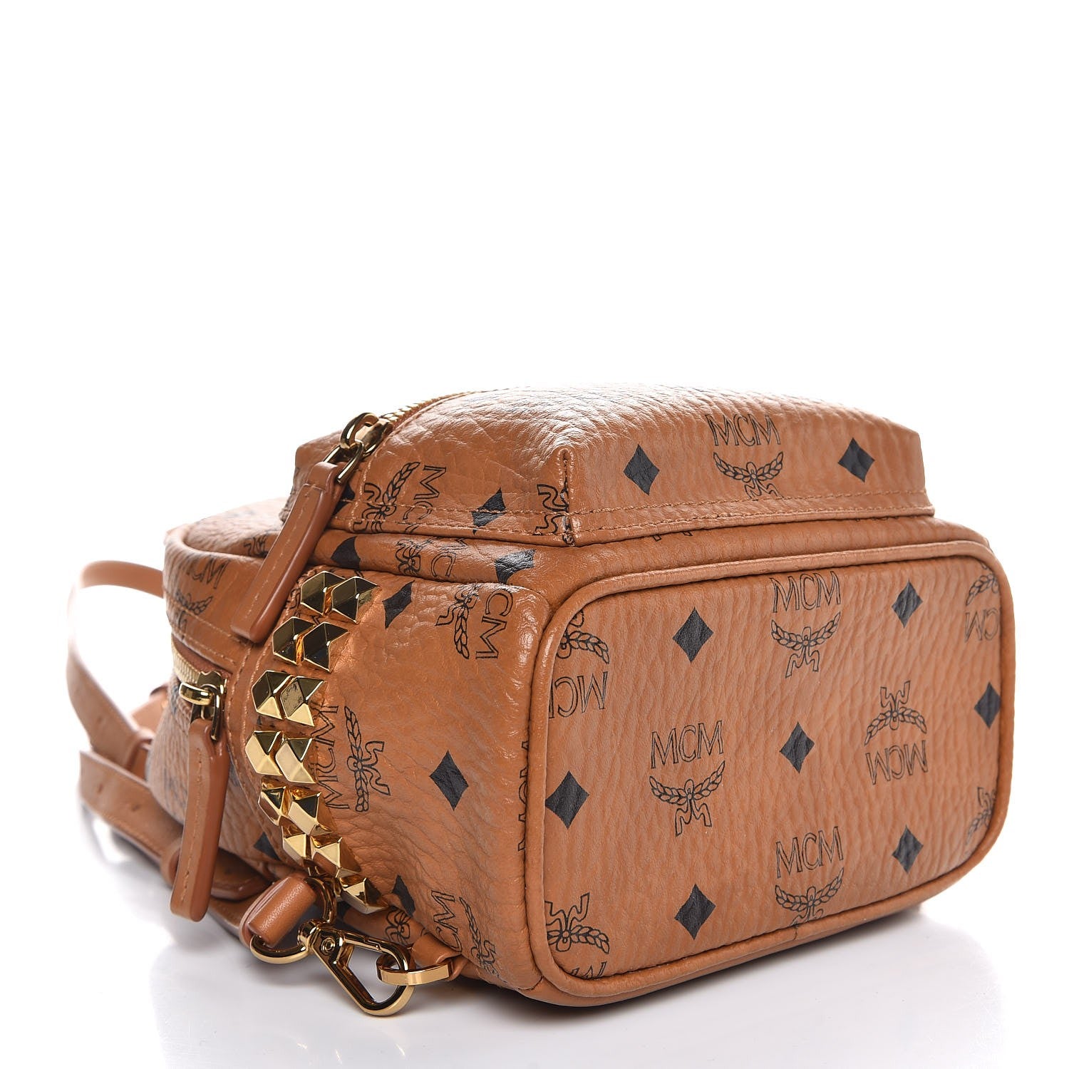 MCM Visetos Side Stud X-Mini Stark Backpack Cognac 4 of 10
