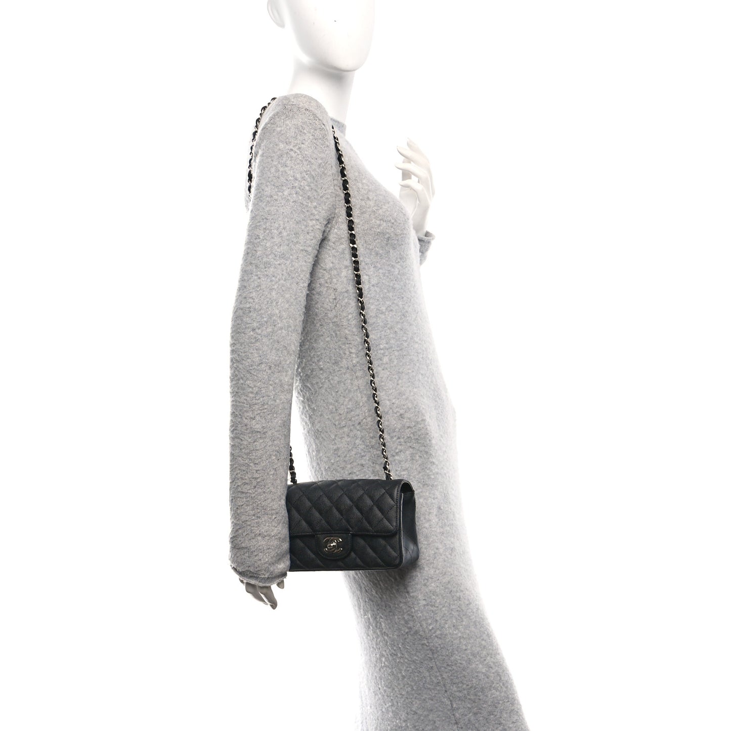 Caviar Quilted Mini Rectangular Flap Black