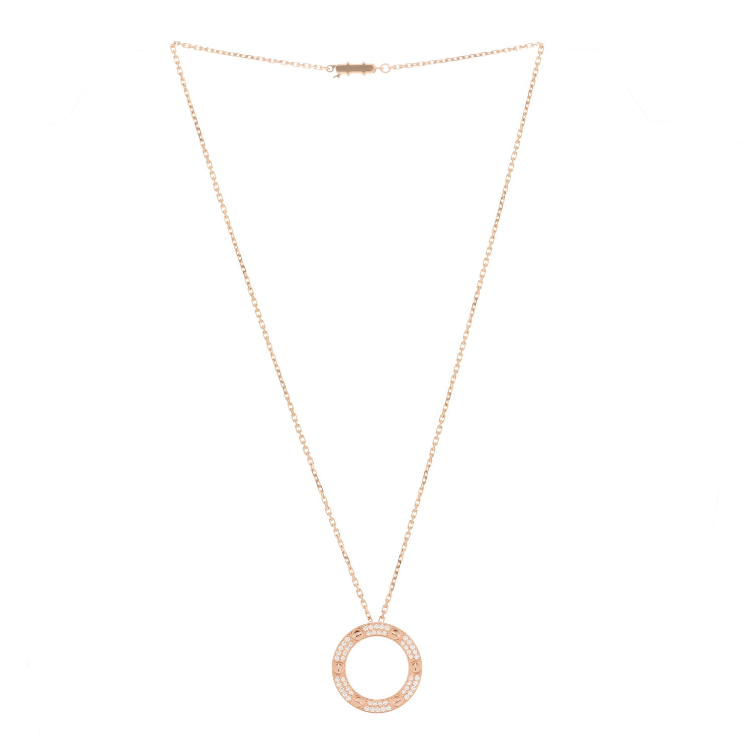Cartier 18K Pink Gold Diamond LOVE Paved Necklace 2 of 5
