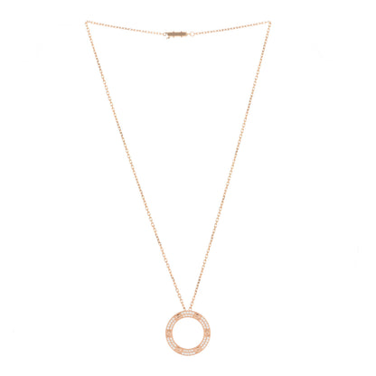 Cartier 18K Pink Gold Diamond LOVE Paved Necklace 2 of 5