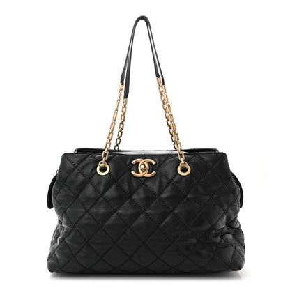 Chanel Calfskin Stitched Medium Retro Chain Tote Black 1 of 13