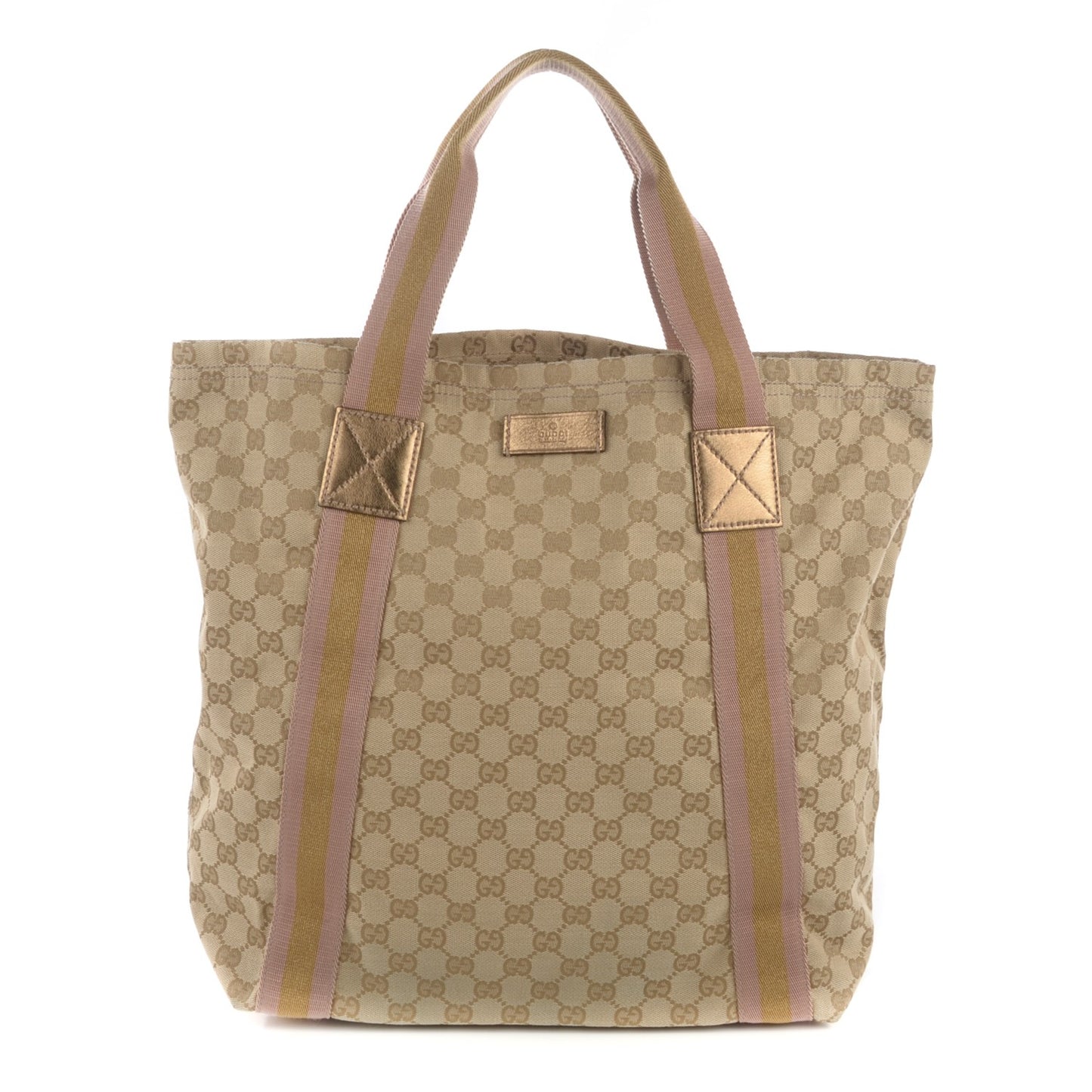 Monogram Medium Web Tote Pink Gold
