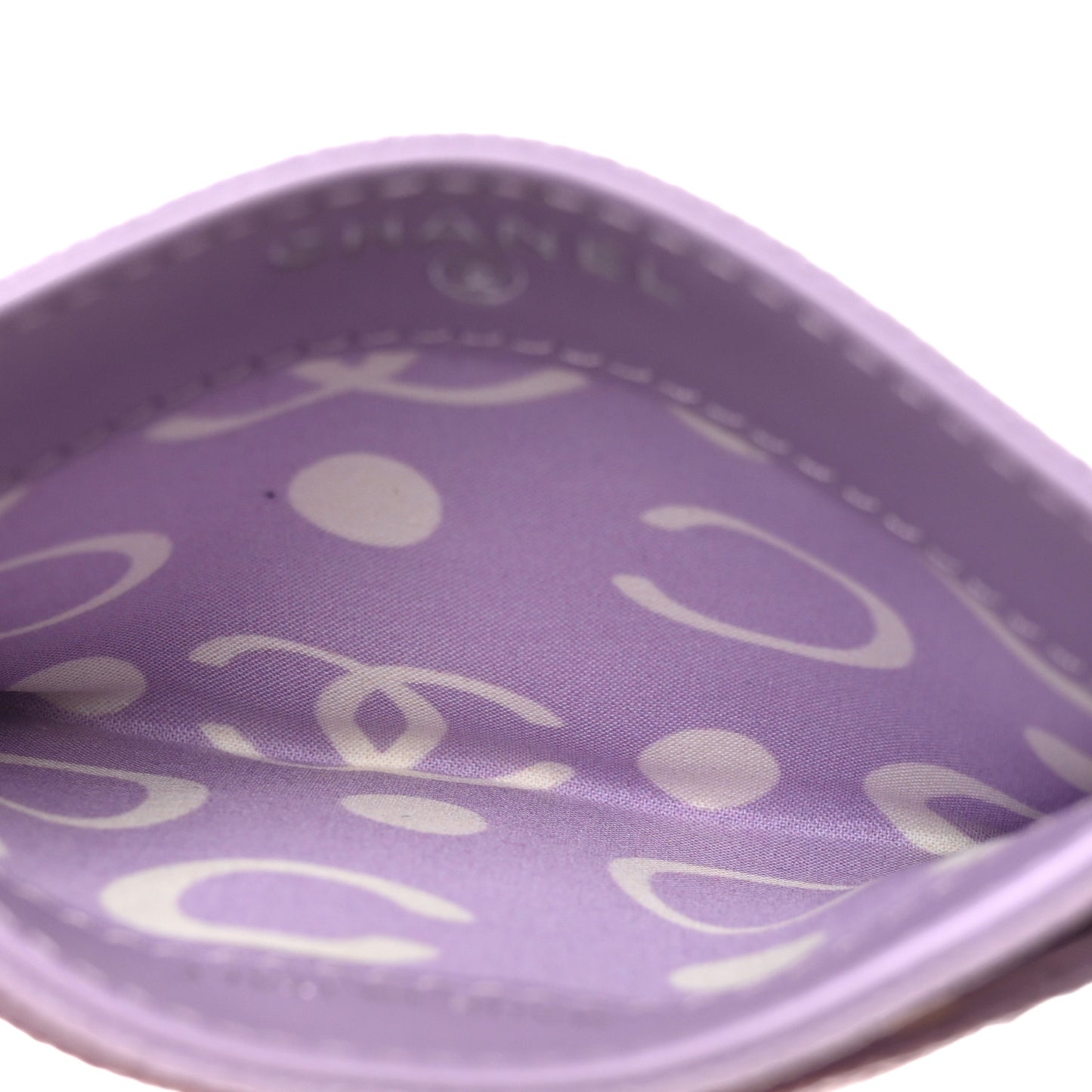 Caviar Quilted CC Logo Card Holder Light Purple