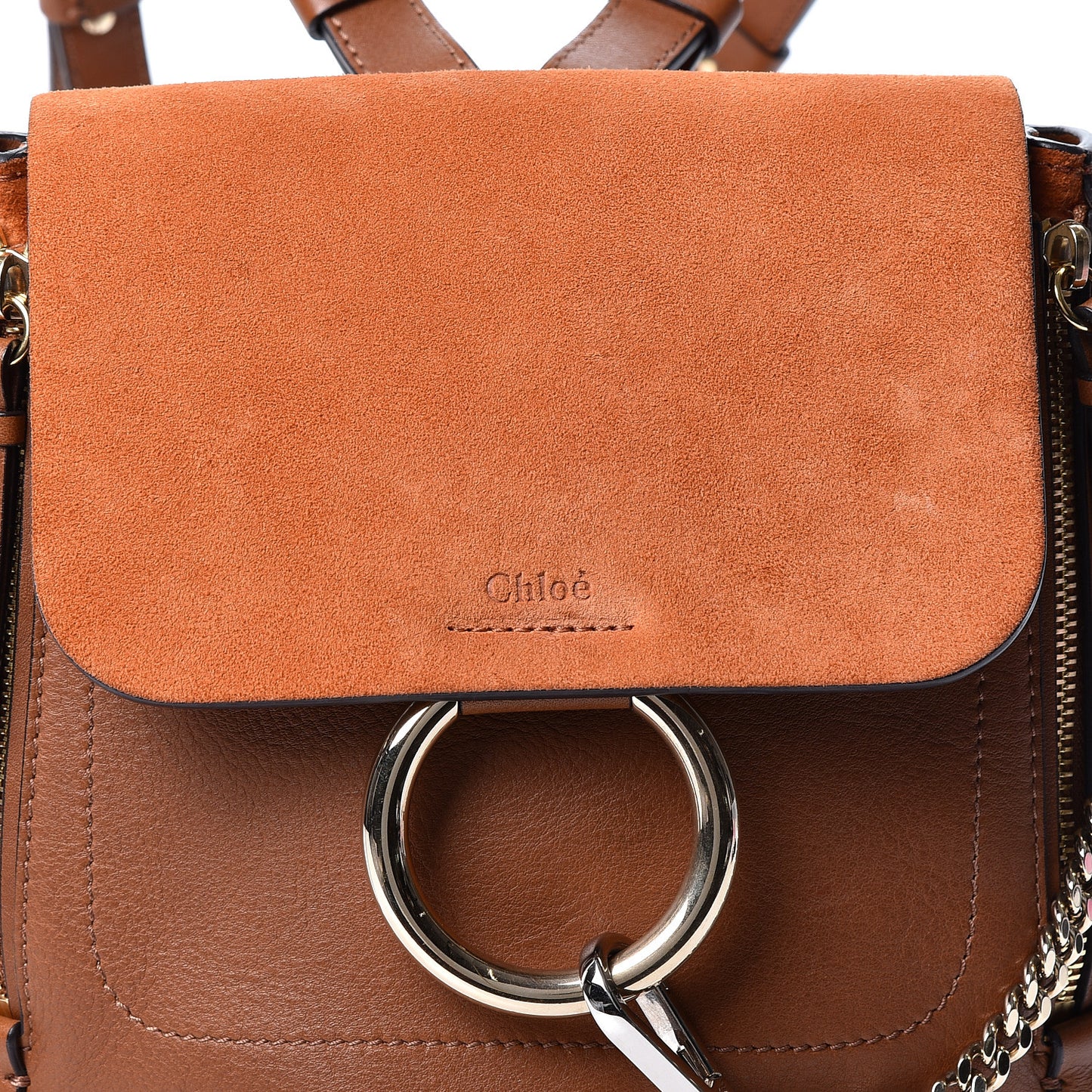 Suede Calfskin Medium Faye Backpack Tan