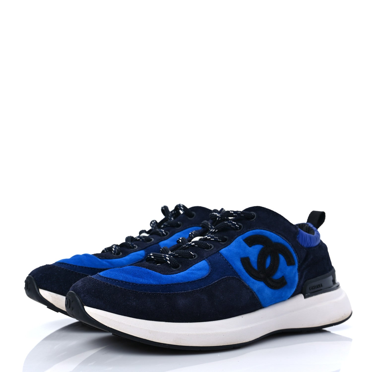 Chanel Suede Calfskin CC Sneakers 38 Blue Navy Dark Navy 3 of 8