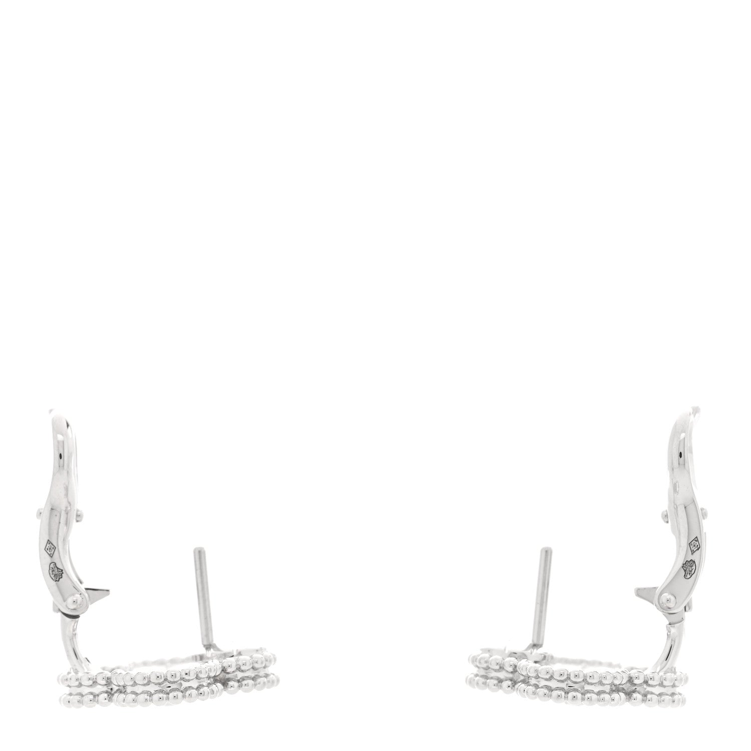 Van Cleef & Arpels 18K White Gold Diamond Vintage Alhambra Earrings 3 of 4
