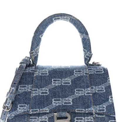 Balenciaga Denim BB Monogram Small Hourglass Top Handle Bag Blue 9 of 11