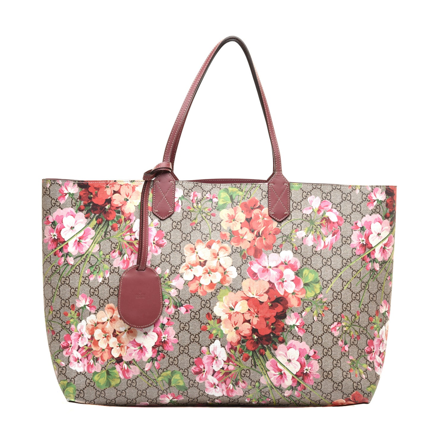 GG Supreme Monogram Blooms Medium Reversible Tote Beige Multicolor Dry Rose