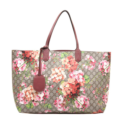 Gucci GG Supreme Monogram Blooms Medium Reversible Tote Beige Multicolor Dry Rose 1 of 9
