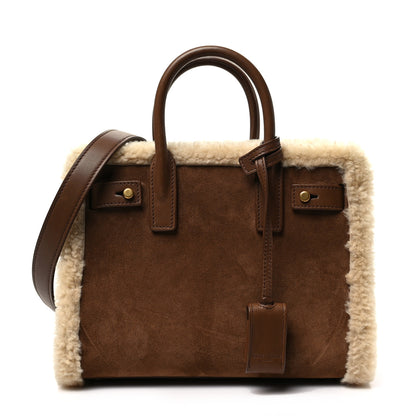 Saint Laurent Shearling Nano Supple Sac De Jour Brown Beige 1 of 6