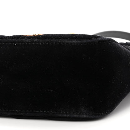 Gucci Velvet Matelasse Loved Embroidered Medium GG Marmont Shoulder Bag Black 10 of 12