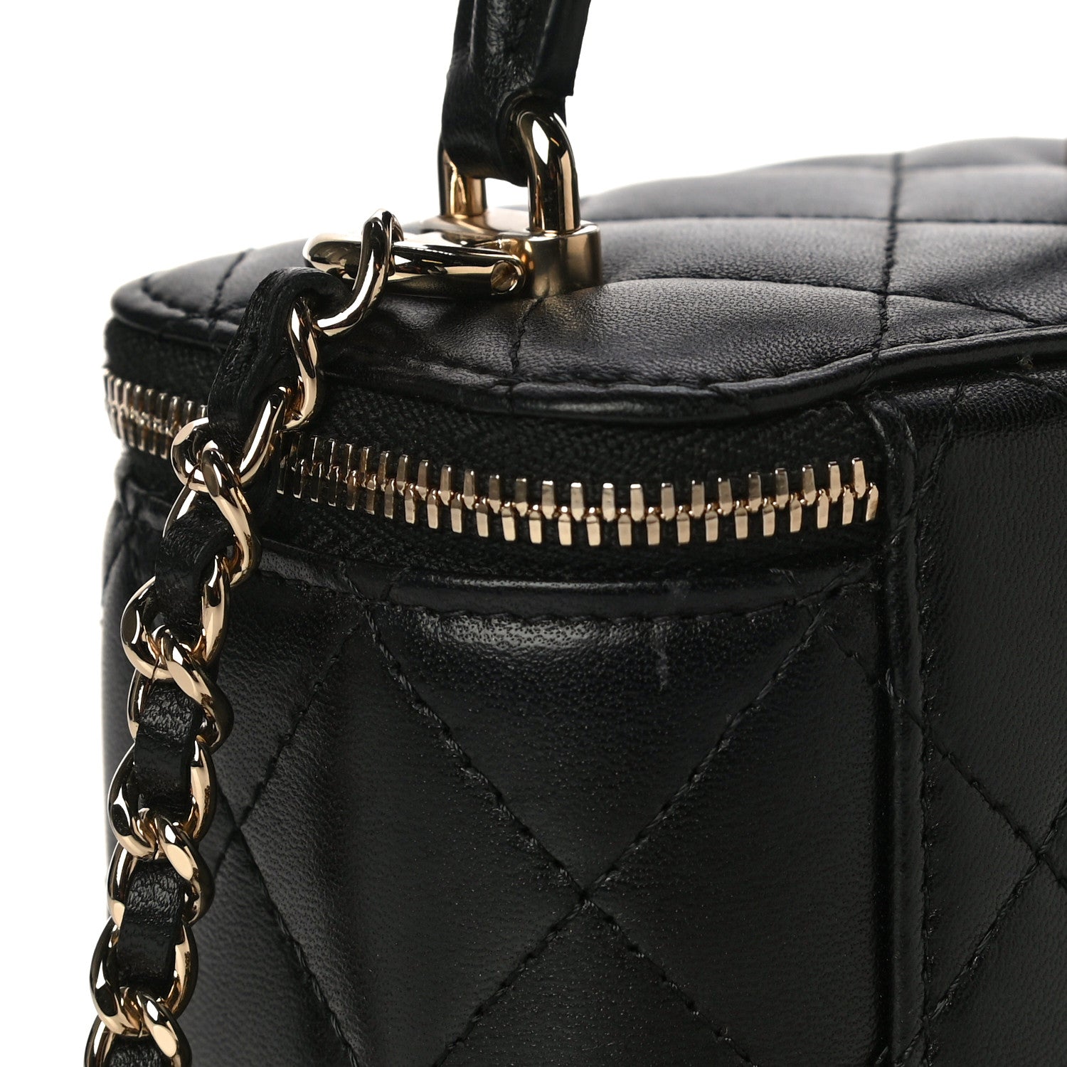 Chanel Lambskin Quilted Top Handle Mini Vanity Case With Chain Black 11 of 11